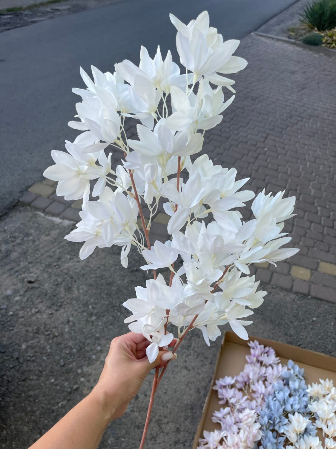 img_8485 Гілка декоративна з цвітом біла - Зображення 1