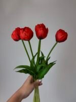 Тюльпани піоновидні червоні 40 см - Зображення 2