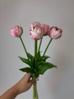 Тюльпани піоновидні світло рожеві 40 см - Зображення 2