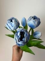 Тюльпани  блакитні піоновидні 3+2 30см. - Зображення 2