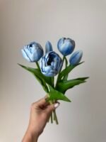 Тюльпани  блакитні піоновидні 3+2 30см. - Зображення 3