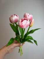 Тюльпани світло рожеві піоновидні 3+2 30см.