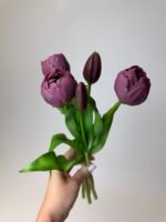 Тюльпани сливові піоновидні 3+2 30см. - Зображення 2
