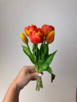 Тюльпани  помаранчеві піоновидні 3+2 30см. - Зображення 3