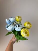 Тюльпани  світло блакитні піоновидні 3+2 30см. - Зображення 4
